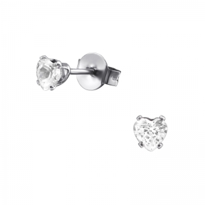 ZIRCONIUM WIT STEENTJE OP ZILVERKLEURIGE STAINLESS STEEL ZILVER