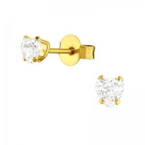 ZIRCONIUM WIT STEENTJE OP GOUDKLEURIGE STAINLESS STEEL GOLD