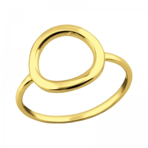 RING MET OPEN CIRKEL - 925 SILVER RING - GOUD VERGULD + E-COAT GOLD