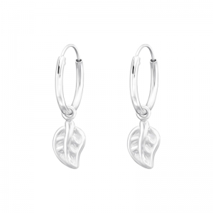 HOOPS MET BLAADJE - 925 SILVER EAR STUDS ZILVER