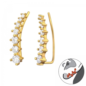 OORSPELD MET ZIRCONIUM STEENTJES - 925 SILVER EARSTUDS - GOUD VERGULD GOLD