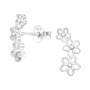 3 BLOEMETJES - 925 SILVER EAR STUDS ZILVER