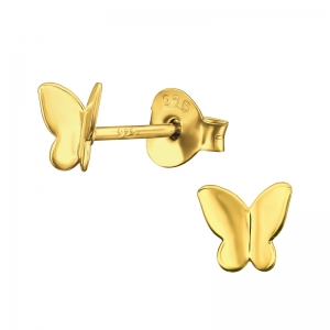 VLINDERTJES - 925 SILVER EAR STUDS - GOUD VERGULD GOLD