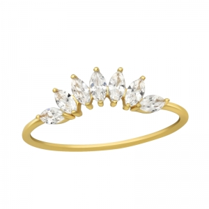 RING MET STEENTJES  - 925 SILVER EAR STUDS - GOUD VERGULD GOLD