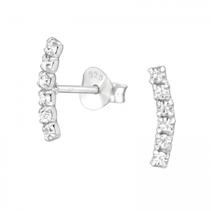 STAAFJE MET STEENTJES - 925 SILVER EAR STUDS ZILVER