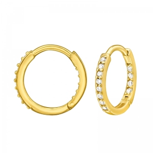 VOLLEDIGE HOOP MET STEENTJES - 925 SILVER EAR STUDS GOUD VERGULD GOLD
