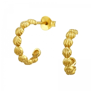 HALVE HOOP SCHELPJES - 925 SILVER EARSTUDS - GOUD VERGULD GOLD