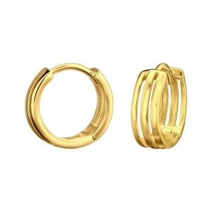 3 LIJNEN HOOP - 925 SILVER EARSTUDS - GOUD VERGULD GOLD