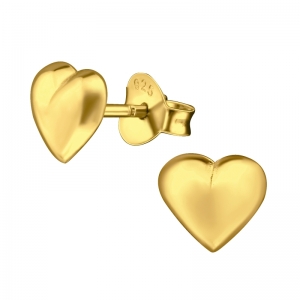HARTJE BOL ZILVER - 925 SILVER EAR STUDS - GOUD VERGULD GOLD