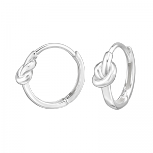 HOOP MET KNOOPJE - 925 SILVER EAR STUDS ZILVER