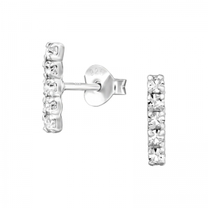 STAAFJE MET STEENTJES - 925 SILVER EAR STUDS ZILVER
