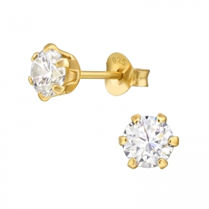 STEENTJE IN GOUD GEZET - 925 SILVER EARSTUDS - GOUD VERGULD GOLD