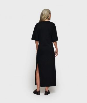 TEE DRESS GATHERING BLACK