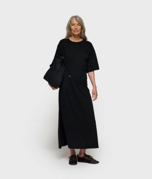 TEE DRESS GATHERING BLACK