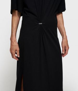 TEE DRESS GATHERING BLACK