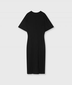 TEE DRESS GATHERING BLACK