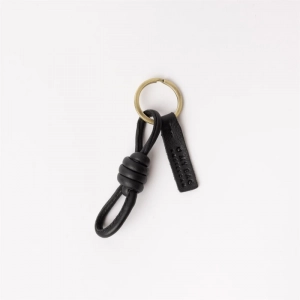 KNOTTED KEYCHAIN - BLACK SOFT GRAIN LEATHER BLACK