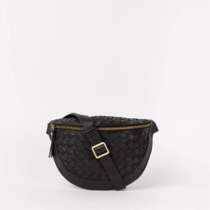 RAY BUMBAG - BLACK WOVEN SOFT GRAIN LEATHER BLACK