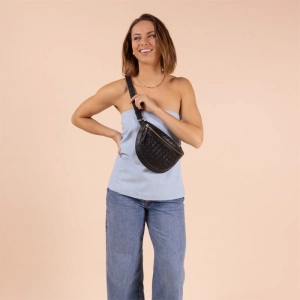 RAY BUMBAG - BLACK WOVEN SOFT GRAIN LEATHER BLACK