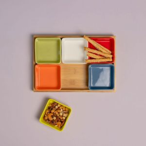 KOMMENSET MET HOUTEN PLANK NO.1- SET VAN 7 