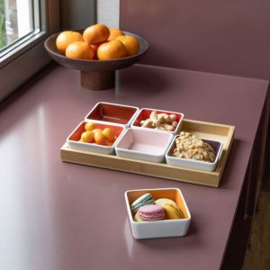 KOMMENSET MET HOUTEN PLANK NO.3- SET VAN 7 MULTICOLOR