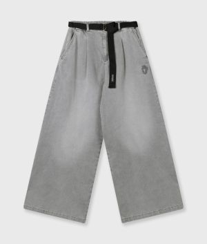 WIDE PANTS JOG GREY WASH DENIM
