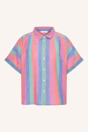 SUNNY RAINBOW PLEATS BLOUSE RAINBOW STREIPE
