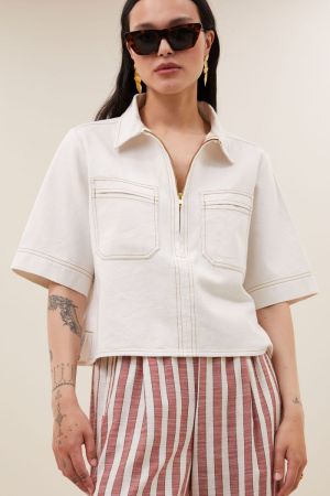 PHILIPE TWILL TOP CLOUD WHITE