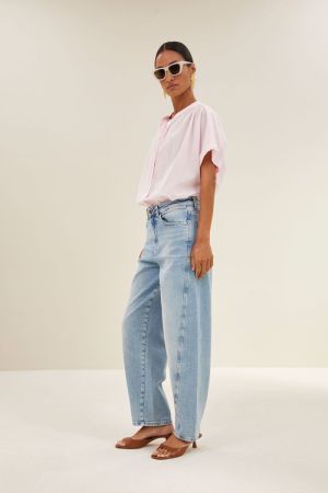 MINTE PINSTRIPE BLOUSE PINK PIN STRIPE