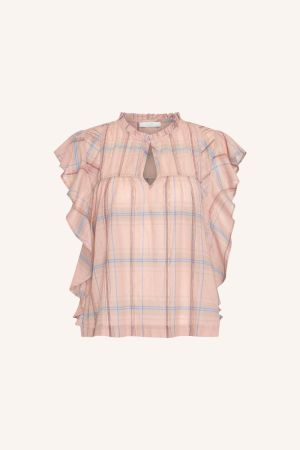DANEE PINK CHECK BLOUSE BLUSH PINK CHEC