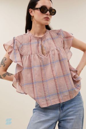 DANEE PINK CHECK BLOUSE BLUSH PINK CHEC