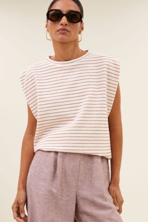 DIEDE HEAVY JERSEY STRIPE TOP SUNSET ROSR STR