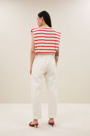 DIEDE STRIPE TOP POPPY RED STRIP