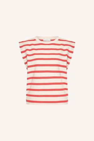 DIEDE STRIPE TOP POPPY RED STRIP