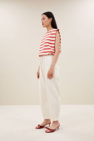 DIEDE STRIPE TOP POPPY RED STRIP