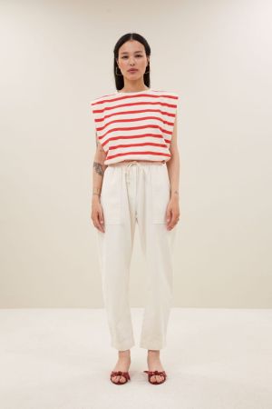 DIEDE STRIPE TOP POPPY RED STRIP
