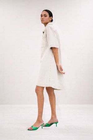 LEXIA TWILL DRESS CLOUD WHITE