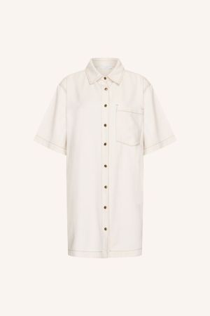 LEXIA TWILL DRESS CLOUD WHITE