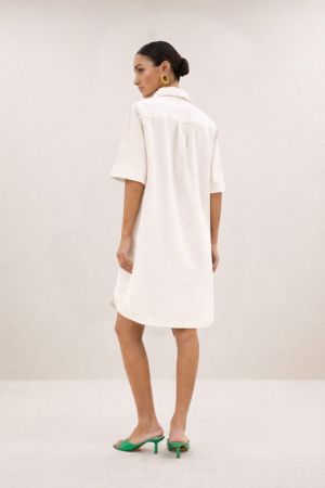 LEXIA TWILL DRESS CLOUD WHITE