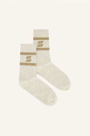 LOGO SPARKLE GREY SOCKS GOLD