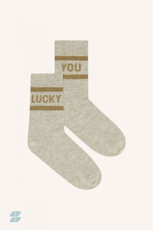LOGO SPARKLE GREY SOCKS GOLD
