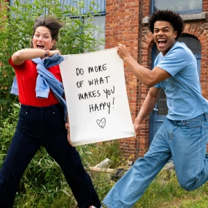 THEEDOEKEN TERRY - SET VAN 2 STUKS - DO MORE OF WHAT MAKES YOU HAPPY 