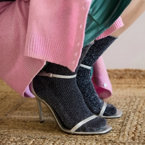 GLITTER LUREX SOCKS ECO FRIENDLY LYOCELL GREY
