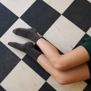 GLITTER LUREX SOCKS ECO FRIENDLY LYOCELL GREY