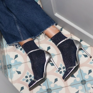 GLITTER LUREX SOCKS ECO FRIENDLY LYOCELL BLUE
