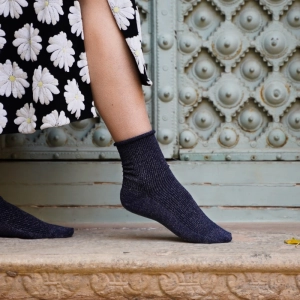 GLITTER LUREX SOCKS ECO FRIENDLY LYOCELL BLUE