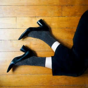 GLITTER LUREX SOCKS ECO FRIENDLY LYOCELL BLACK