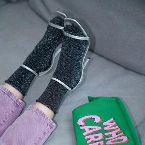 GLITTER LUREX SOCKS ECO FRIENDLY LYOCELL BLACK