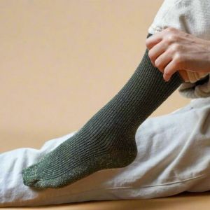GLITTER LUREX SOCKS ECO FRIENDLY LYOCELL KAKI