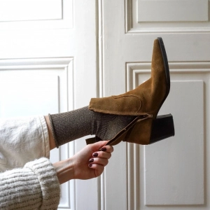 GLITTER LUREX SOCKS ECO FRIENDLY LYOCELL CARAMEL